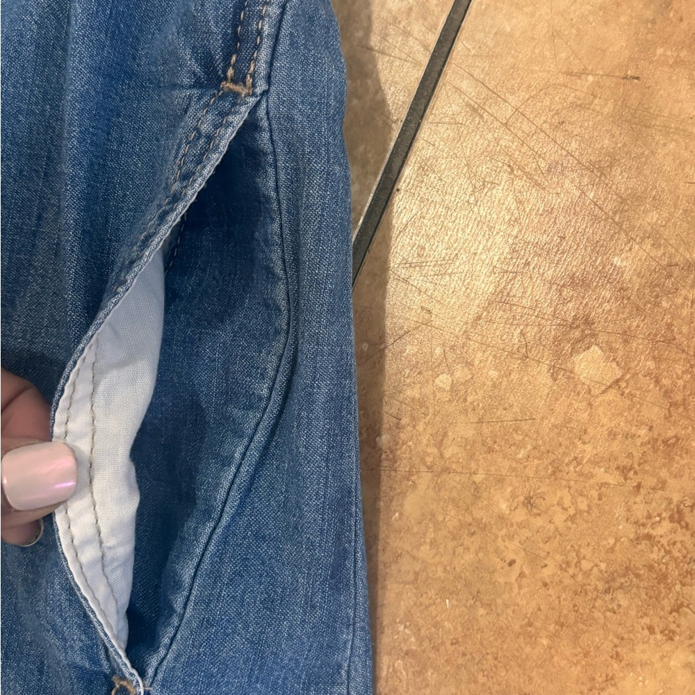 New Free People Sunrays One-Piece Denim Wide-Leg Jumpsuit We The Free - Picture 7 of 16